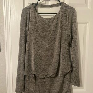 White House Black Market Gray Boxy Stylish Shirt